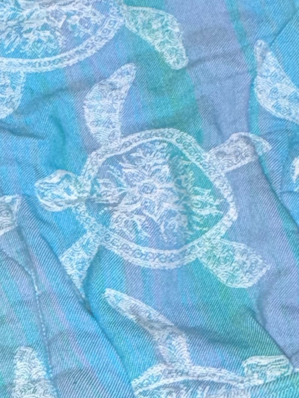 Sea Turtle Print Beach Coverup in Turquoise and White